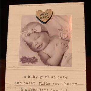 Mud Pie White and Grey Baby Girl magnet Frame